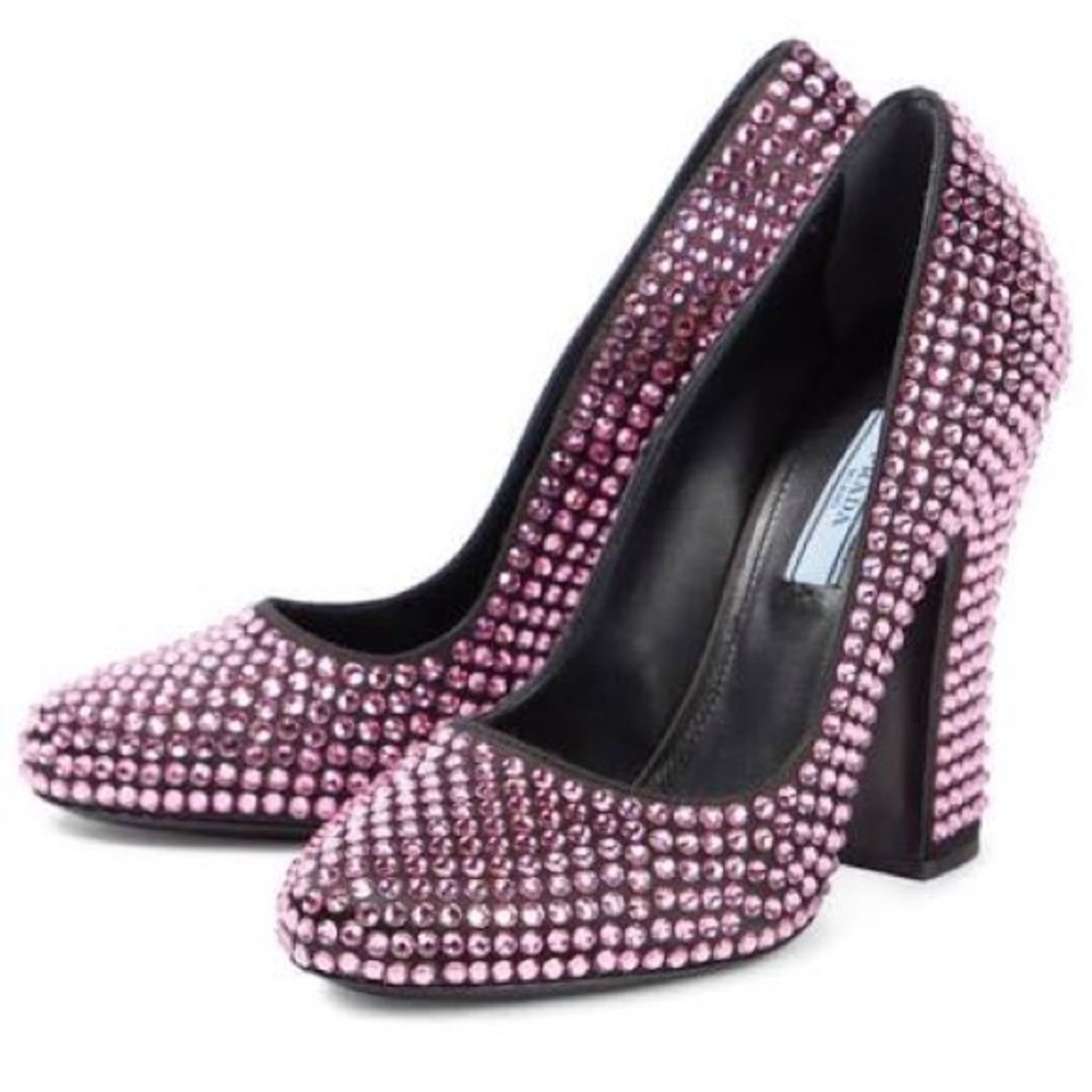 Prada Crank Heels pink Swarovski crystals,RunwayMilan Fashion Week 2019. Size 37 - Picture 3 of 7